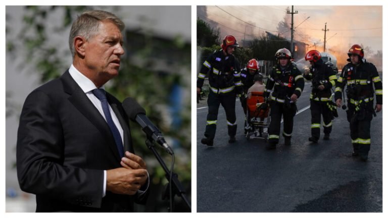 Președintele Iohannis decorează pompierii răniți în exploziile de la Crevedia